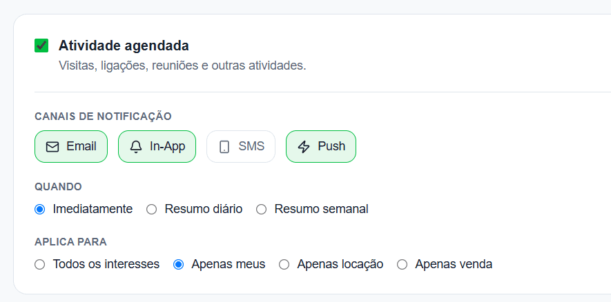 Configuração de notificações no aplicativo do Moov