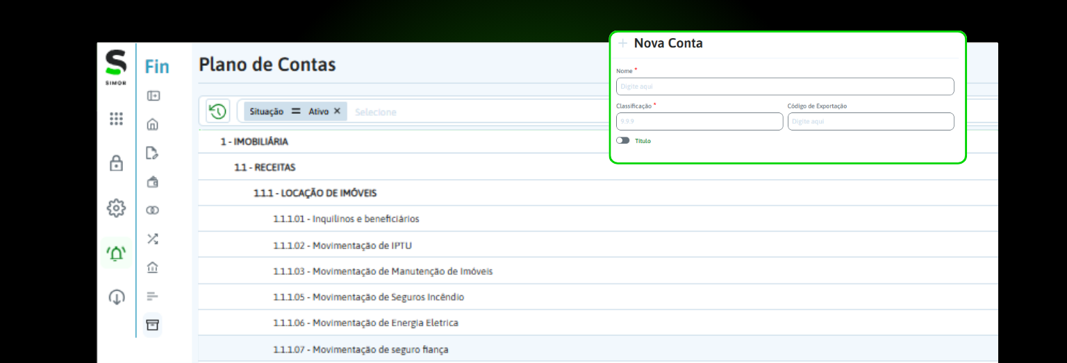Plano de Contas para Imobiliária